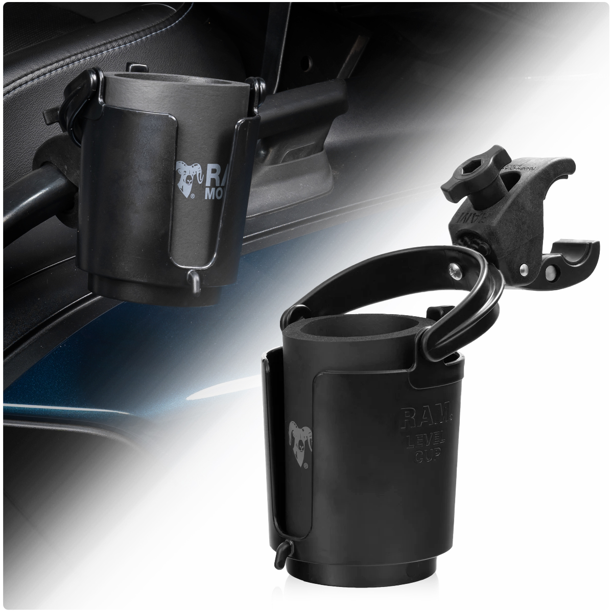 Can-Am Spyder Self Leveling Passenger Grab Handle Cup / Drink Holder with  Claw Mount by RAM