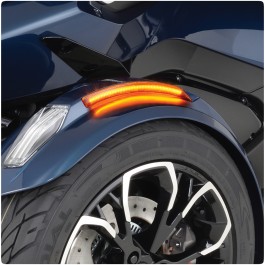 Show Chrome Slayer Front Fender LED Running Lights with Sequential Turn Signals for the Can-Am Spyder F3 & RT (2019+)