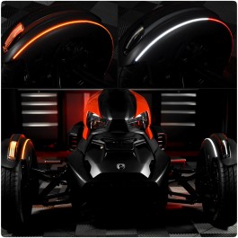 TricFenderz Split Color LED Front Fender Running Light Strips with Turn Signals for the Can-Am Ryker (White, Red & Amber)