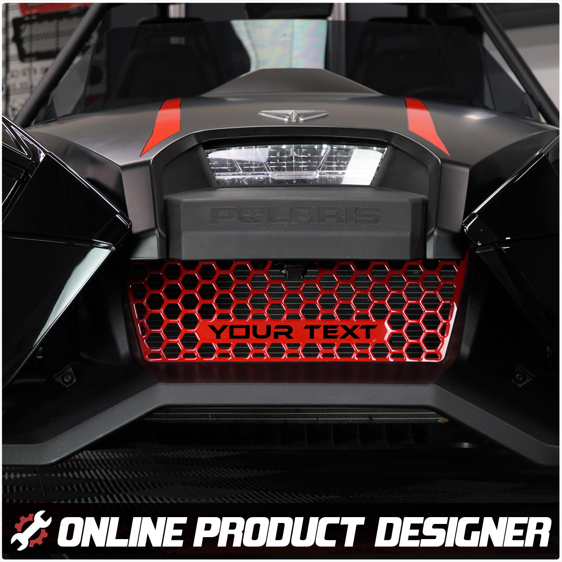 Personalized Front Grille with Customizable Color & Text Field for the Polaris Slingshot (2020+)